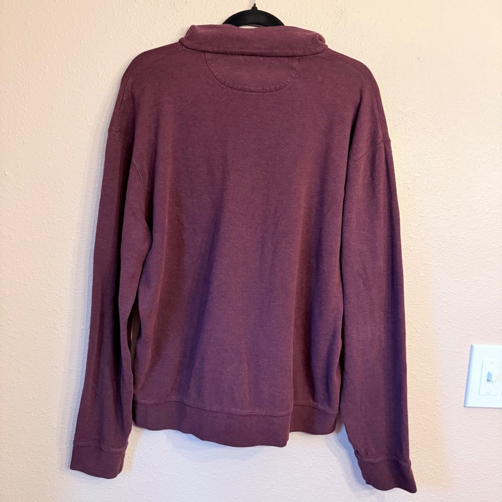Polo Ralph Lauren Mens Large Burgundy Heather Quarter Zip Pullover Sweatshirt - Picture 2 of 8